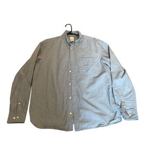 H&M Men’s Blue Denim Style Button Up Long Sleeve Shirt Regular Fit Size L